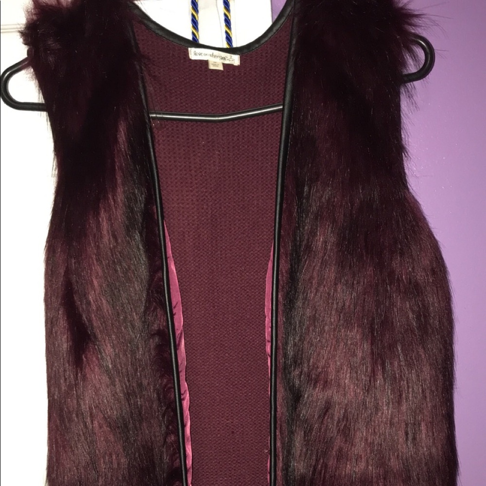 Burgundy fur vest